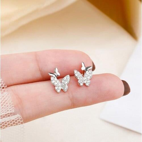 The lovely 925 Sterling Silver Butterfly Earrings With Bejewelled Zircon Womens Fine Jewelry And Korean Earrings Party Gifts