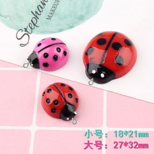10pcs resin Ladybird charms ladybug cartoon flatback cabochon craft childrens hair accessories mobile phone shell DIY wholesale