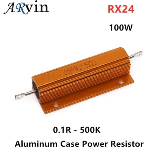 100W Aluminum Power Metal Shell Case Wirewound Resistor RX24 0.01R ~ 500K 1 6 8 10 20 200 500 1K 10K 100 500K ohm Resistance