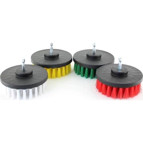 4In 4 Piece Soft, Medium and Stiff Power Scrubbing Brush Drill Attachment for Cleaning Showers, Tubs, Bathrooms, Tile, Grout, Ca