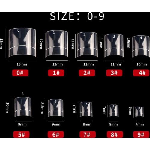 500 Pieces 10 Sizes Short Square Normal Clear Transparent False Fake Acrylic Gel Half Cover Nail Art Tips Variety Pack Set