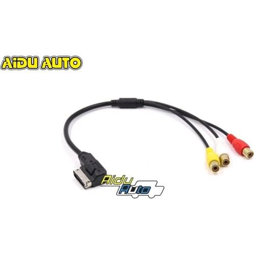 AIDUAUTO AMI MMI 3 RCA Phono AV Composite Audio Video Media Cable Lead For Audi A1 A7 A8 Q7 S7 Compatible Jack/Cinch Playback