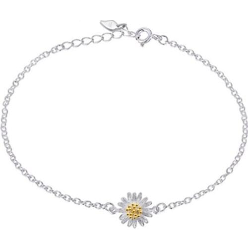 100% 925 sterling silver fashion flower sweet lady fresh summer sunflower ladies'bracelets wholesale women jewelry gift