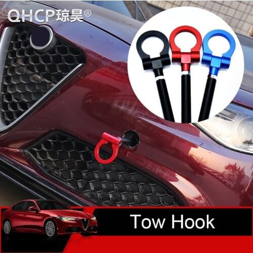 QHCP Tow Hook Tuning Car Towing Bars Aluminum Alloy Car Trailer Front Rear Hook Eye Tow Towing Accessories For Alfa Romeo Giulia