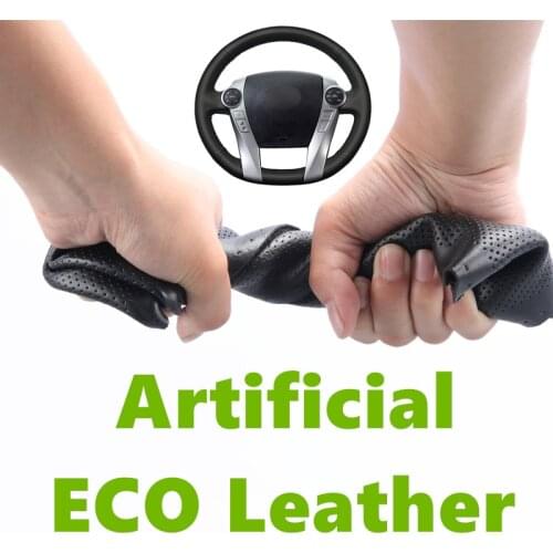 Car Steering Wheel Covers Wrap Hand sewing DIY Black Artificial Leather for Toyota Prius 30(XW30) 2009-2015 Prius C(US)2012-2017