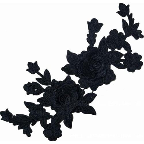 Black White Flower Embroidery Patches Sew On Patch For Clothing DIY Stickers Clothes Denim Jacket Backpack Badges