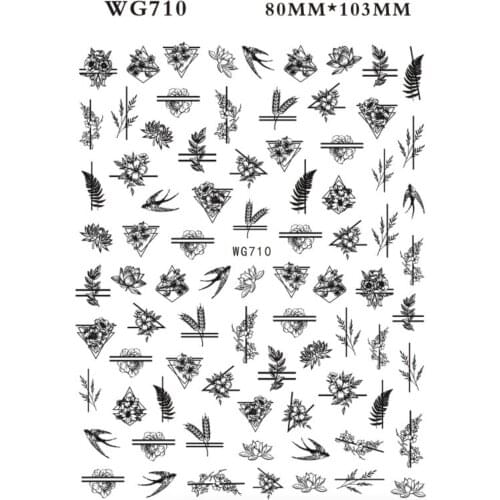 Black Flower Nail Polish Equipment Nail Sticker Set Nails Decorations Accesoires Nail Supplies Press On Nails Stickers and Decal