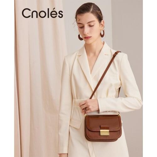 Cnoles Women Bag Genuine Leather Personality Fashion Designer Luxury New Handbags Crossbody Messenger Shoulder Bag