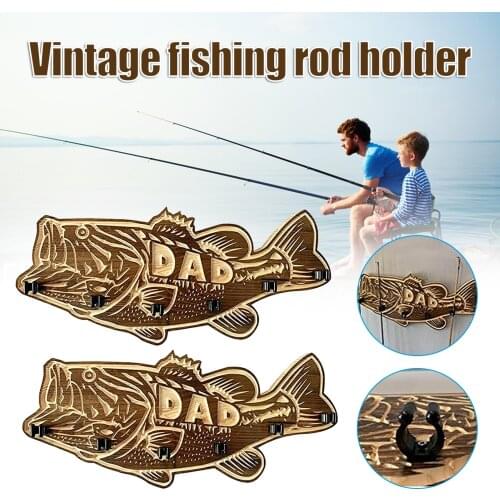 Wood Large Mouth Bass Fishing Rod Holder Wooden Fishing Rod Rack DIY Fishing Gear and Fishing Gifts for Dad 1/2pcs E7