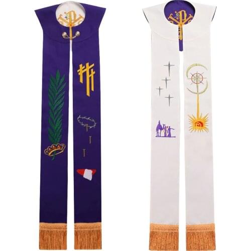 Catholic Priest Stole Reversible Embroidery Church Clergy Scarf