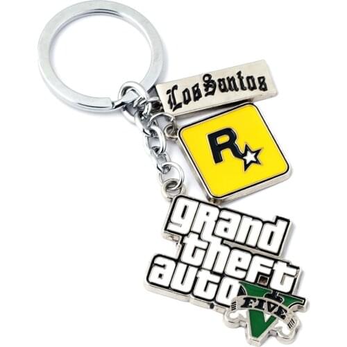 Hot Sale PS4 GTA 5 Game keychain Grand Theft Auto 5 Key Chain Xbox PC Rockstar Key Ring Holder Souvenir Enamel Jewelry Llaveros