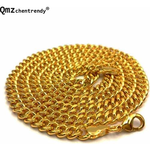 Hip hop high quality18k Golden Mens Womens Rapper Cuban Chain Necklace Luxury Brand Chain link Punk Jewelry boys 5mm 75mm Chains