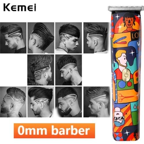 Kemei T-Outliner Cordless Fashion Graffiti Trimmer Men Zero Gapped Professional Hair Clipper Scrawl Finish Hair Cutting Machine