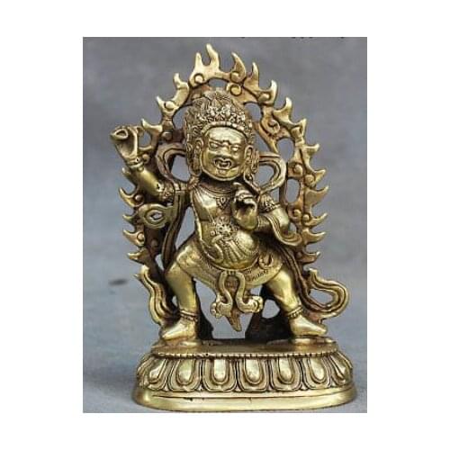 Collect Tibetan Buddhism Temple Brass Mahakala Wrathful Deity God Buddhas Statue