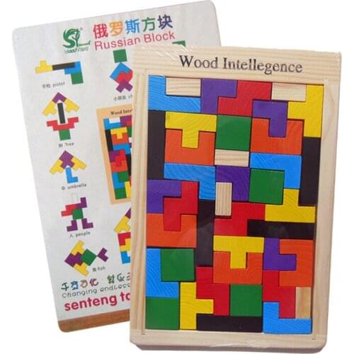 Colorful Wooden Tangram Brain-Teaser Puzzle Tetris Preschool Magination Intellectual Educational Kids Toy For Game Children gift