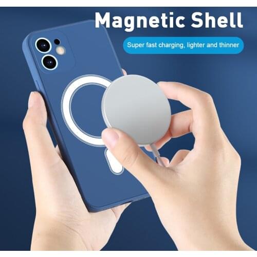 Magnet Safe Charging Phone Case For iPhone 12 Pro Max 11 Pro Max XS XR X 8 SE 2020 12 Mini Case Liquid Silicone Protective Cover
