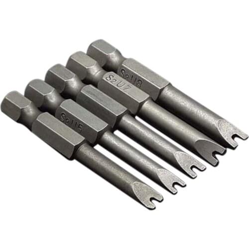 HLZS-5Pcs Set Security Bit Set Tamper Proof Screwdriver Drill Bit Screw Driver Bits Hex Shank Magnetic U Shaped 1/4 inch Drive