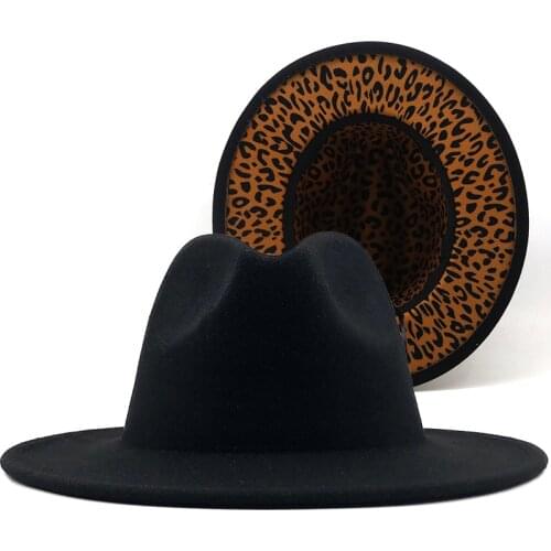 New Women Men Wool Fedora Hat With Leather Ribbon Gentleman Elegant Lady Winter Autumn Wide Brim Jazz Church Panama Sombrero Cap