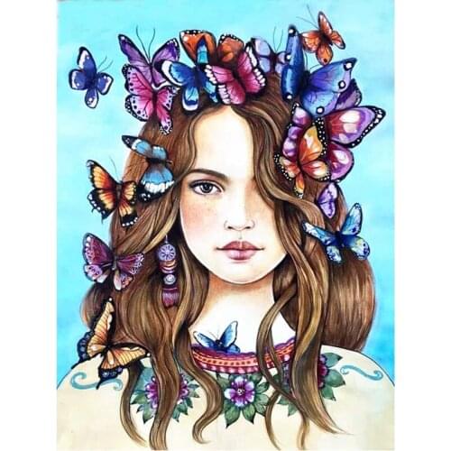 New 5D DIY Diamond Painting Girl And Butterfly Full Square Embroidery Sale Rhinestone Picture Diamond Mosaic Home Decor Gift