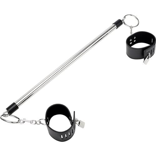 Restraint Bondage Spreader Bar For Women Couples Leather Wrist Ankle Cuffs Stainless Steel With Lock & Keys
