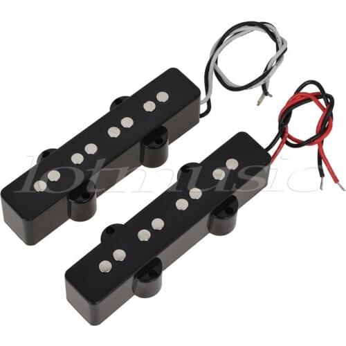 Pair of 4 String Bass Pickup Bridge Neck Pickups Set for Jazz JB Bass Guitar Black Open Style