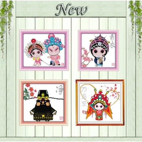 Beijing Opera cartoon chinese style painting counted printed on canvas DMC11CT 14CT Cross Stitch kits embroidery needlework Sets