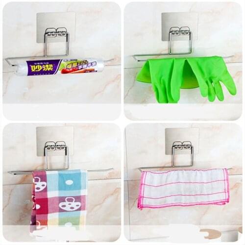 Punching free kitchen paper towel rack lazy dishcloth bracket stainless steel wall mounted toilet paper rack towel rack