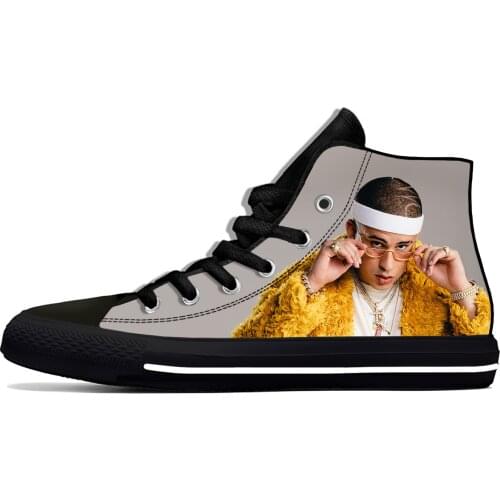 Bad Bunny Rap Hip Hop Rapper Cool Fashion Funny Casual Cloth Shoes High Top Lightweight Breathable 3D Print Men Women Sneakers