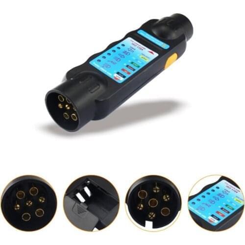 Durable 12V 7-Pin Car Trailer Plug Socket Tester Wiring Circuit Light Test Tool For European