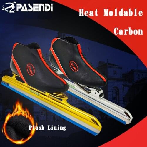 PASENDI professional Clap long track ice skates Heat moldable inline speed ice hockey sports skating skates ice knife man women