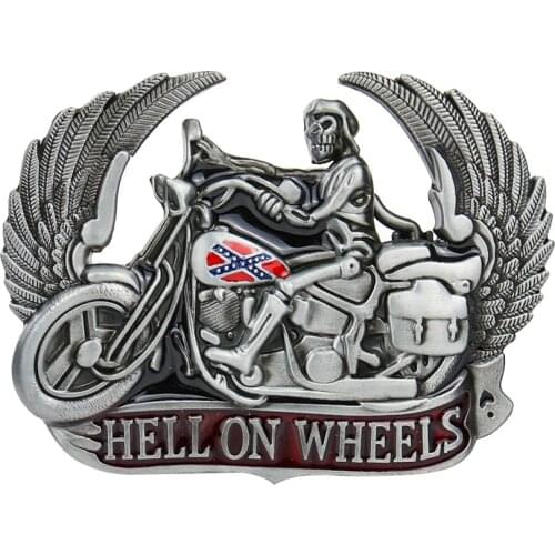 Skull Motorcycle Belt Buckles for Mens Punk Hell on Wheels Rider with Wings Western Cowboy Jeans Accessories Fit 4cm Wide Belt