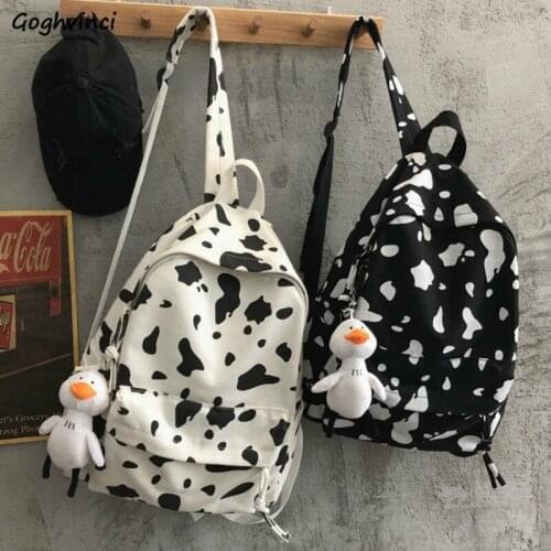 Backpacks Women Cows Print Large Capacity Multi-pocket Womens Fashion Chic Schoolbags Simple Casual Streetwear Travel Harajuku