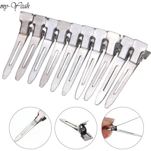 50pcs/pack Metal Flat Hair Clips Single Prong Alligator Hairpin DIY Hair Section Clamps Pro Salon Barber Hairstying Accessories