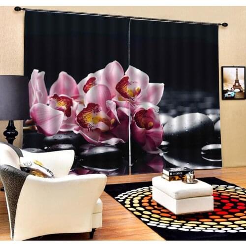 Drapes Cortinas Customized size Luxury Blackout 3D Window Curtains For Living Room black stone curtains