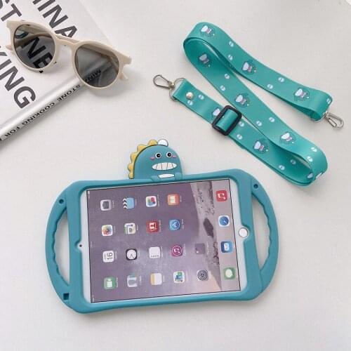 Silicone Case for Huawei Mediapad M6 8.4 Portable Handle Cartoon Coer with Kickstand M5 Lite 8 Shockproof Case+Shoulder Strap