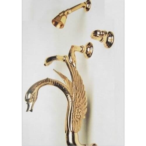 Free shipping custom-made 5 pcs waterfall swan shower and bath faucet Wall mounted waterfall swan Faucet mixer tap