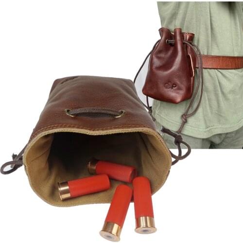 Tactical Cartridges Bag Outdoor Leather Durable Pouch Bag Bullet Carrier Holder Drawstring Waist Bag Hunting Gun Accessories