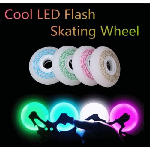 72mm 88A Original XuanWu LED Flash Shine Inline Skate Wheel, Peach White Blue Green Light, Shining in Dark Night