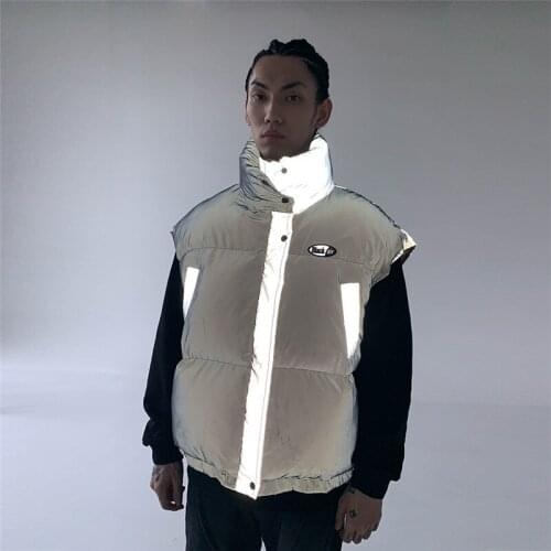 Reflective Sleeveless Jacket 2021 Men women Thickening 100% Cotton Vest Warm Vest Winter Waistcoat Men Casual Windbreaker