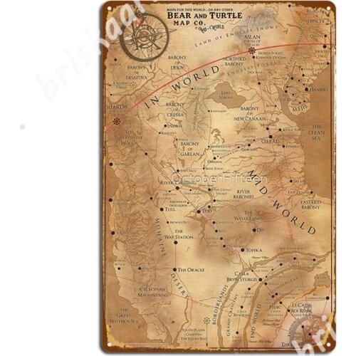 The Dark Tower - Mid-World Map Metal Signs Wall Plaques Club Home Design Tin sign Posters