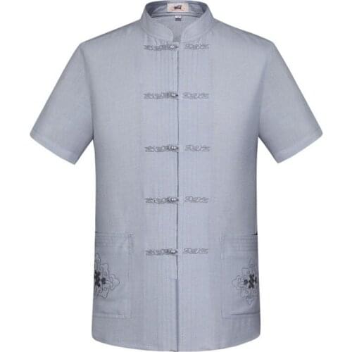 Oriental Element 100% Brand New Arrival Chinese Traditional Mens Cotton Linen Kung Fu Shirts Tops S M L XL XXL 3XL MS0625015