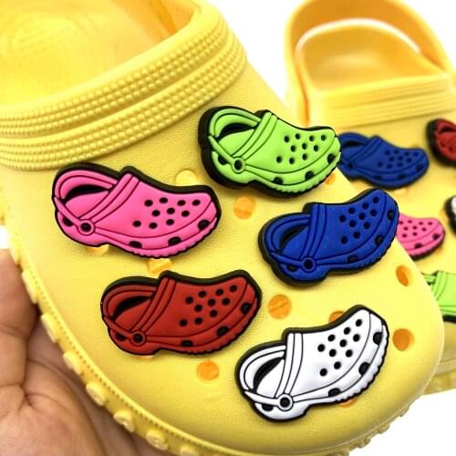 1PCS New Arrival Cartoon Shoes Charms Hole Slipper Icon Accessories For DIY Graden Shoe Cute Croc Buckles Kids Party Gifts