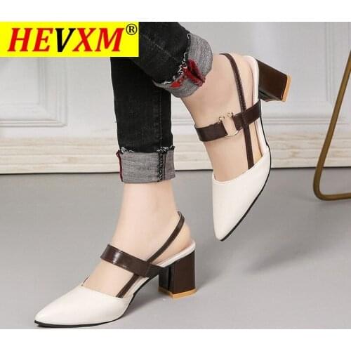 2021Sandals Womens Summer New Pointy Chunky Sandals Large Size Womens Fashion Woman Shoes SIZE 42