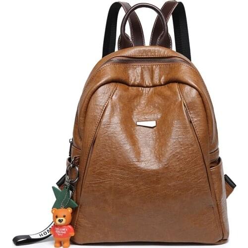 Women Leather Backpacks High Quality Female Vintage Backpack For Girls School Bag Travel Bagpack Ladies Sac A Dos Back New C1313