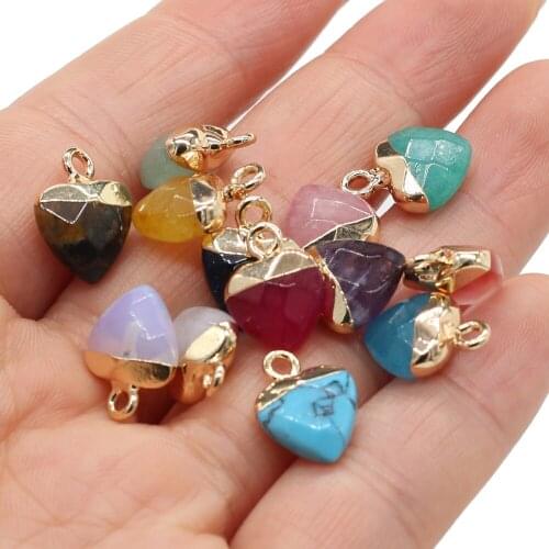 Natural Stone Gem Turquoise Green Aventurine Peach Heart Pendant Loose Bead DIY Necklace Earring Jewelry Accessories Making