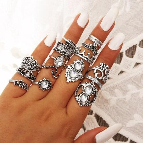 2021 Fashion Trend New Jewelry Retro Cat Eye Ethnic Style Gem Inlaid Diamond Ring Index Finger Joint Womens Combination Ring