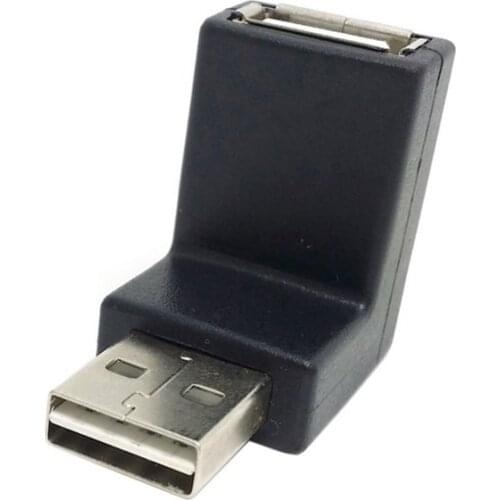 10pcs/lot USB 2.0 A type Male to Female Extension Adapter 90 Degree Down & Up Angled Reversible Design Black color