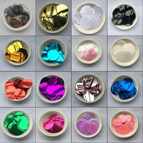 144pcs 3cm Large Sequins Side Drilling 30mm pvc round loose sequin Sewing craft Diy Scrapbook Handmade Project garment Accessory