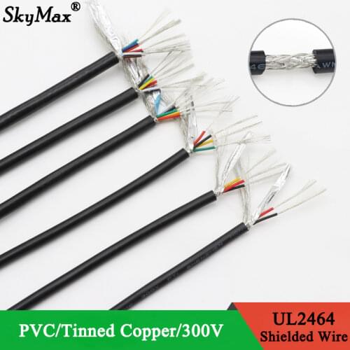 1M 22AWG UL2464 Shielded Wire Signal Cable 2 3 4 5 6 8 Cores PVC Insulated Channel Audio Headphone Copper Control Sheathed Wire