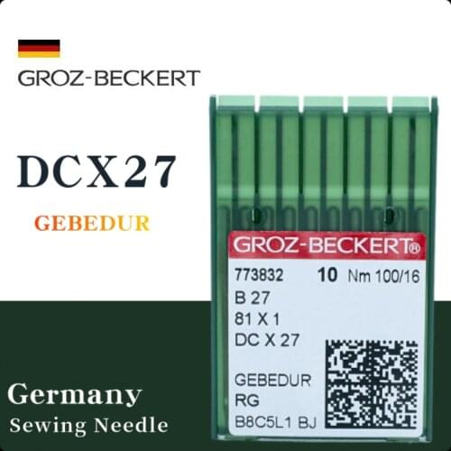 50PCS DCX27 (B27) GEBEDUR Heat Proof Groz-Beckert Needles For Industrial Overlock Sewing Machine JUKI BROTHER PEGASUS Titanium